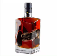 Botol Kaca Whisky Premium Square 750ml Custom 500ml 700ml Botol Kaca Brandy Tequila Spirit Liquor dengan Gabus