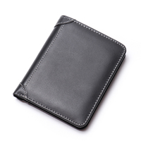 Dompet Pendek Pria Kulit Asli yang Modis dengan Desain Portabel dan Penutup Terbuka