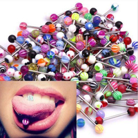 30-100 Buah Cincin Hidung Sekali Pakai Wanita Bar Stud Warna Acak Baja Tahan Karat Berlapis Perak Perhiasan Tindik Barbells Pernikahan