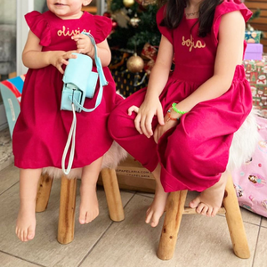 Crianças Roupas Meninas Vestidos De Algodão De Linho Natal Vermelho 2025 Baby Romper Sets Crianças Roupas Meninas Vestidos - Product Image 4
