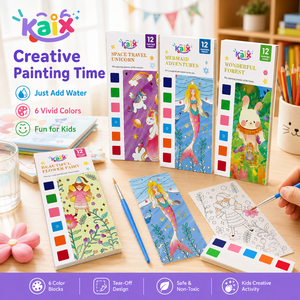 <span class=keywords><strong>Livre</strong></span> de peinture à l'aquarelle KAIX pour enfants, 5 styles, 6 blocs de couleurs, pages détachables, <span class=keywords><strong>livre</strong></span> de coloriage pour cadeaux créatifs de fête - Product Image 3