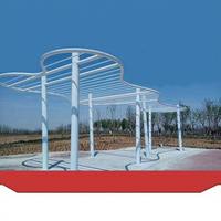 Gazebo de parc communautaire extérieur personnalisé en acier inoxydable, structure métallique de forme spéciale, couloir paysager, porche