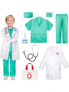 Costume d'infirmière ou de médecin amusant pour enfants, garçons et filles, pour Halloween, avec haut à col en V, pantalon et accessoires, uniforme médical chirurgical - Product Image 2