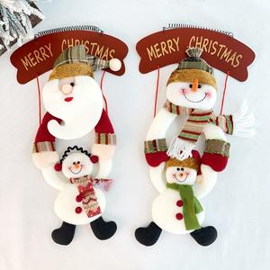 Festive Santa and Snowman with Merry Christmas Sign Hanging <b>Decor</b> Plush Christmas Tree Hanging Ornaments <b>Set</b> for Family <b>Party</b> - Product Image 1