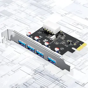 DTECH PCI-e 1X4X8X16X สล็อตถึง 4 พอร์ต USB 3.0 HUB ความเร็ว 5Gbps อะแดปเตอร์การ์ดขยาย PCI-E