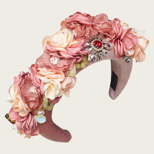 عصابة رأس جديدة حلوة للفتيات الصغيرات مخصصة بزهور وردية، إكسسوارات شعر للأطفال، زينة رأس يدوية الصنع - Product Image 6