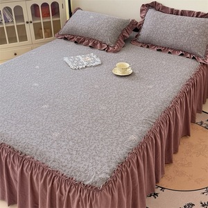 Falda <span class=keywords><strong>de</strong></span> <span class=keywords><strong>cama</strong></span> <span class=keywords><strong>de</strong></span> una sola pieza <span class=keywords><strong>de</strong></span> algodón perlado lavado tipo A, Protector <span class=keywords><strong>de</strong></span> colchón <span class=keywords><strong>de</strong></span> hilo <span class=keywords><strong>de</strong></span> doble capa, juego <span class=keywords><strong>de</strong></span> sábanas <span class=keywords><strong>de</strong></span> tres piezas - Product Image 3