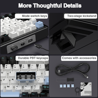 AULA F99 Keyboard proyeksi struktur paking kustom RGB, nirkabel USB lampu latar mekanis tri-mode dapat ditukar panas untuk Tablet PC