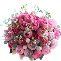 Buket Bunga Peony & Phlox Kecil 5 Tangkai, Gaya Korea, Bunga Artificial untuk Dekorasi Rumah & Pernikahan, Laris Terjual
