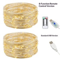 Guirlandes lumineuses USB PVC à 8 fonctions, décoratives de Noël, 10 mètres, 100 LED, télécommandées, indice de protection IP44, à intensité variable