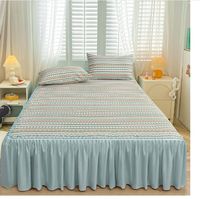Ensemble de jupes de lit double couche, couvre-lit imprimé, drap de lit bilatéral, jupe de lit
