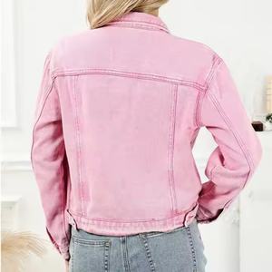 Nouvelle Collection Automne – Veste en Jean Femme Rose Vintage Délavée à Épaules Tombantes, Coupe Ample Décontractée, Qualité Supérieure - Product Image 2