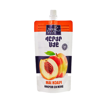 250ml 130mikron Oranye Ungu Hijau Kuning Putih PET/NY/PE Gloss Varinsh Jam Spout Stand up Packaging Bag dengan Jendela Pemasok