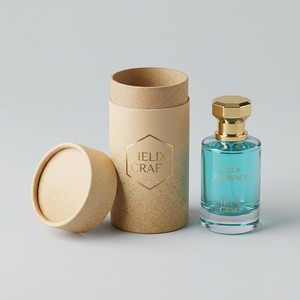Caja cilíndrica redonda de papel artístico premium para envasado de botellas de Eau de Parfum y Colonia, con logotipo personalizado de fábrica. - Product Image 1
