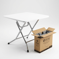 Table à manger pliante carrée, bureau pliable avec pieds en X anti-rouille, plateau lisse et imperméable pour dortoir, appartement et usage polyvalent