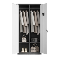 Armoire de rangement métallique à 2 portes, cadre noir, porte blanche, revêtement en poudre, pour le personnel de bureau et les dortoirs
