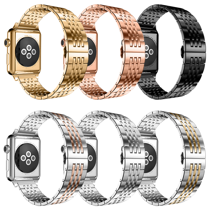 For Watch Seven Beads Stainless Steel Charm Strap with Pin Buckle for 38-45mm Sizes New Arrival Cross Border