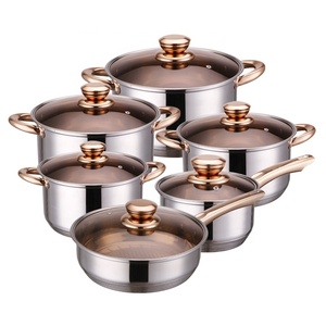 Bán Hàng Trực Tiếp Không Dính 12 Pcs Thép Không Gỉ Đồ Nấu Nướng Đặt Chậu Và Pan Bộ Nấu Ăn Nồi Đặt - Product Image 5