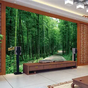 自定义壁画壁纸 3D 田园景观竹林壁纸卧室客厅沙发背景家居装饰墙纸