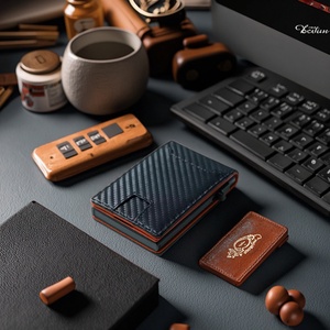 For Boshiho Vintage Metal <b>RFID</b> Blocking Pop-up Card Holder Bifold <b>Wallet</b> with Short Length Money Cards Great Gift for Men - Product Image 1