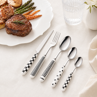 Ensemble de fourchettes à dîner en acier inoxydable avec manche en céramique, finition miroir, SS410, qualité alimentaire, pour hôtel, restaurant, restauration, vente en gros