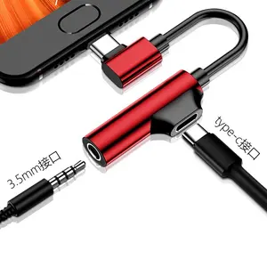 L shape angle USB type c to 3.5mm headphone adapter 2in1 audio/charging/calling/music