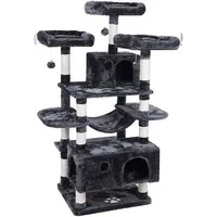 Arbre à chat moderne multi-niveaux de qualité supérieure avec poteaux à gratter en sisal et perchoirs en bois