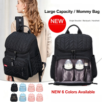 Sac à dos matelassé imperméable multi-poches avec crochet amovible pour poussette, sac de maman, sac de bébé pour les voyages et les sorties en plein air