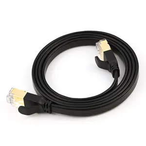 Factory Free Sample Flat STP Ethernet Patch Cable Braided Cat7 Patch Cord Shielded Cat8 Network LAN Patch Cable for Gaming PC