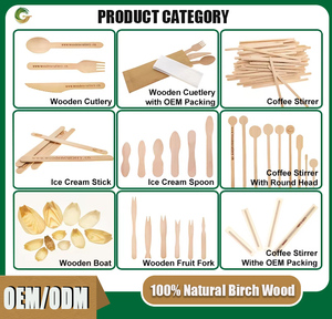 Petite cuillère à crème glacée en bois jetable bon marché Mini cuillère en bois Cuillère à crème glacée biodégradable - Product Image 5