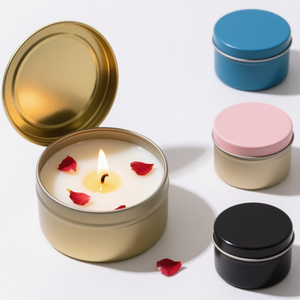 Customize Size Luxury Round <b>Metal</b> Tins Candle Empty Container Candle Tin Aromatherapy Candle <b>Can</b> Jars - Product Image 2