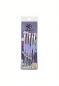 Set di pennelli per trucco Grenobil, 5 pezzi, pelo sintetico, manico in plastica, ghiera rotonda per l'applicazione del trucco - Product Image 1