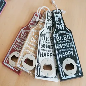 Creative Retro Wooden Beer Bottle Opener Decoration Custom Logo Wooden Bottle Opener For Bar