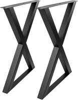 Pied de table en acier noir traditionnel en forme de X, fabrication chinoise AAG, pour tables de salle à manger extérieures et bureaux à base horizontale