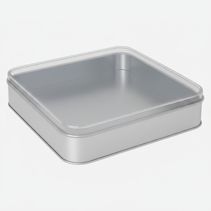 Lata Cuadrada 2 LT Baklava Caja de Tapa de Cristal Dulce 215x215x38mm 2 LT Tapa de Cristal - Product Image 2