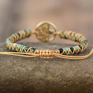 Pulsera Trenzada Acero Inoxidable Hecha a Mano Cuentas Piedra Natural Shoushan Yoga Ajustable Boho <b>Regalo</b> Mujer Resistente - Product Image 4