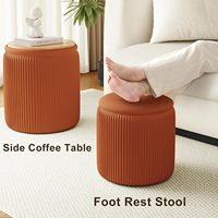 Ensemble de poufs de rangement en velours orange Recximi, 2 grands poufs multifonctionnels pour salon et chambre à coucher, fabriqués en Chine