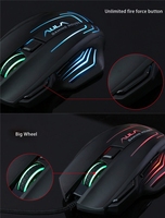 Souris de jeu filaire USB optique 7D Aula Series Ghost Shark II avec éclairage coloré, résolution maximale de 4000 DPI (Noir)