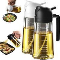 Prix de gros 2 en 1 470ml 16oz Bouteille en verre avec pulvérisateur d'huile et distributeur pour la cuisson, le barbecue, la friteuse à air et les salades