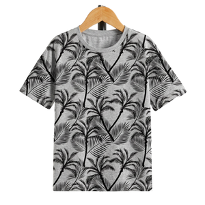 เสื้อยืดลายต้นปาล์มพรีเมียมสำหรับผู้ชาย ผ้าคอตตอนผสม ใส่สบายๆ ในฤดูร้อน แบรนด์ส่วนตัว - Product Image 1
