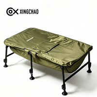Lit de pêche à la carpe portable et pliable, cadre en acier robuste, repose-pieds antidérapant, tapis de déhameçage extérieur, berceau pour poisson