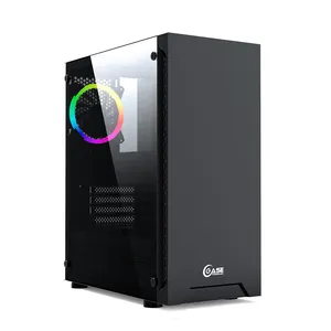Powercase PC Case Cpu Computer Gaming Case Casing Office Desktop ATX USB 3.0 FAN cooling Tempered Glass Gaming case