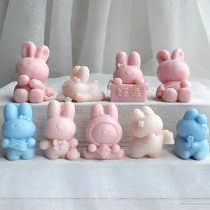 Silicone mold for making cute cartoon bunny home decorations plaster ornaments aromatherapy candles DIY handmade soaps