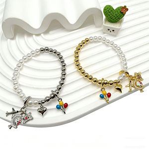 <span class=keywords><strong>BD</strong></span>-D596 fait à la main cuivre perle perle épissage Bracelet Mini Note <span class=keywords><strong>de</strong></span> musique/<span class=keywords><strong>amour</strong></span>/Globe Bracelet à breloques élastique corde bijoux en gros - Product Image 1