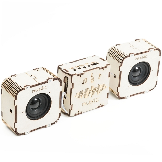 OKYN-G5772 Wooden Speaker DIY Kit with Magnetic Speaker, USB Power, Audio Learning Soldering Practice