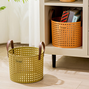 Round Picnic Basket 19.5x15.6cm Portable Storage Organizer For Snacks And Daily Necessities Bedroom Use PP Material - Product Image 4