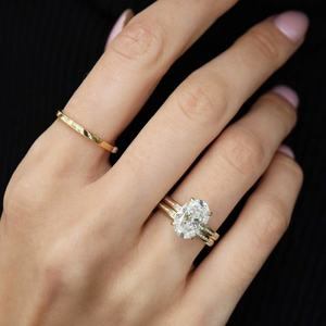 แหวนแต่งงานชุดช่องใส่เพชร 18K ทองคำสีเหลือง ประดับเพชรโมอิสซาไนต์ทรงรี 2 กะรัต แหวนหมั้นสำหรับผู้หญิง เครื่องประดับ - Product Image 5