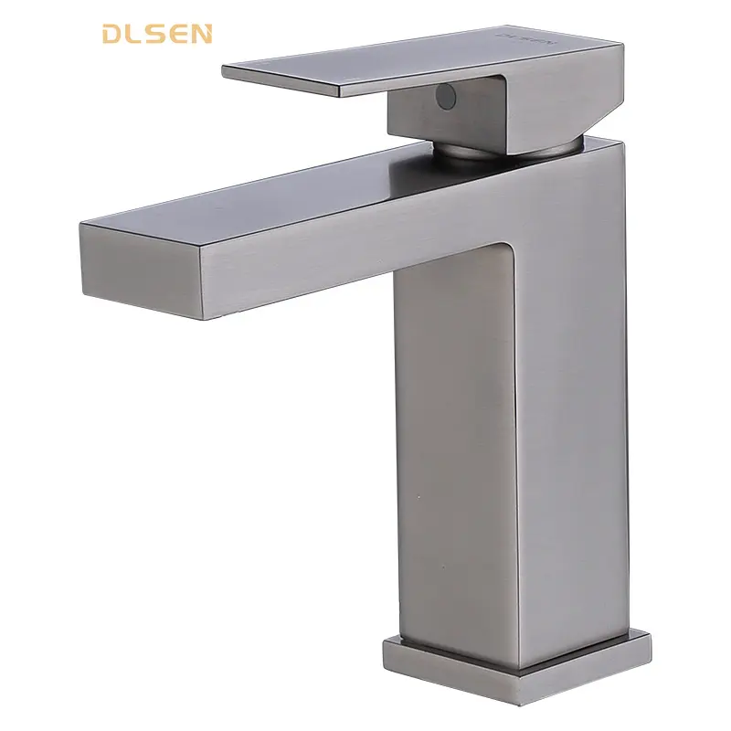 Wastafel Kraan Water Mixer Badkamer Kraan Kranen Met Enkel Gat Dek Mount Grey Gun Metal 2023 Nieuwe Moderne Afgemeten Kraan Keramiek