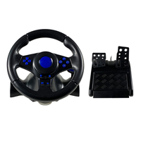 Volant de course USB filaire multiplateforme C-Star 7-en-1 avec pédales programmables d'accélérateur et de frein, rotation à 180°, design ergonomique pour