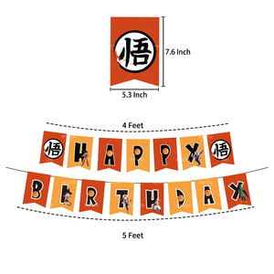 Decoración de dibujos animados regalo dragón <span class=keywords><strong>Goku</strong></span> Vegeta Buu Banner Cake Topper banderas Feliz cumpleaños niños juguetes Anime fiesta globos - Product Image 2